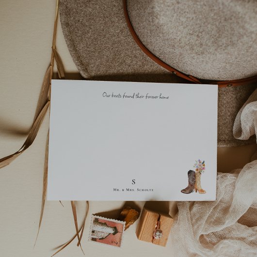 Carte De Correspondance His & Hers Cowboy Boots Wedding