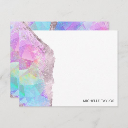 Carte De Correspondance Holographe Opal Iridescente Simple Moderne (Devant / Derrière)