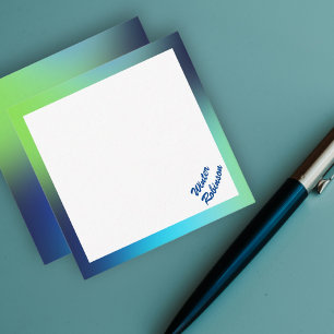 Carte De Correspondance Holographique bleu vert turquoise nom personnalisé