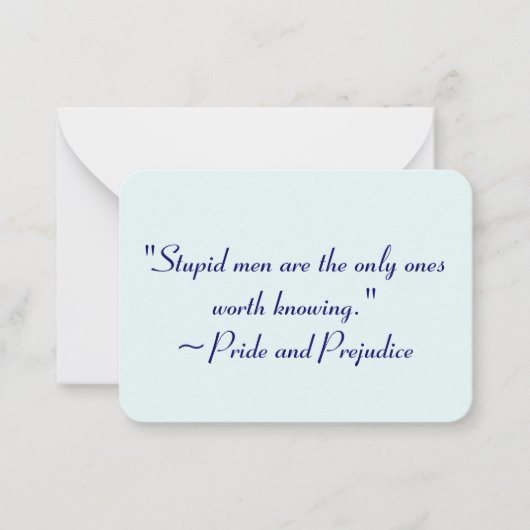 Carte De Correspondance Hommes Stupides À Connaître Jane Austen Citation (Devant)