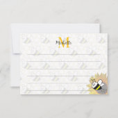 Carte De Correspondance Honeybee Sunflower Drawing Custom Lined Monogram (Devant)