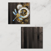 Carte De Correspondance Horloge à vapeur avec libellule mécanique (Devant / Derrière)