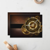 Carte De Correspondance Horloge Steampunk avec des engrenages anciens (Devant/Arrière en situation)