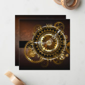 Carte De Correspondance Horloge Steampunk avec des engrenages anciens (Devant/Arrière en situation)
