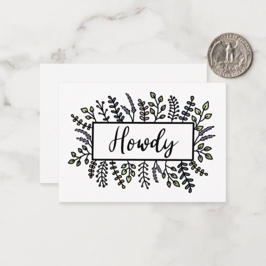 Carte De Correspondance Howdy Peint à la main (Devant/Arrière en situation)