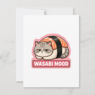 Carte De Correspondance Humeur Wasabi Mème de Sushi de Chat Drôle et Grinc