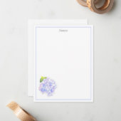 Carte De Correspondance Hydrangea Aquarelle Vignette (Devant/Arrière en situation)