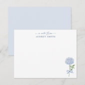 Carte De Correspondance Hydrangea Bleu Personnalisé Bleu (Devant / Derrière)
