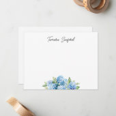 Carte De Correspondance Hydrangea Bleue Personnalisée (Devant/Arrière en situation)