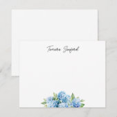Carte De Correspondance Hydrangea Bleue Personnalisée (Devant / Derrière)