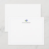 Carte De Correspondance Hydrangea Blue Border Personalized Stationery (Devant / Derrière)