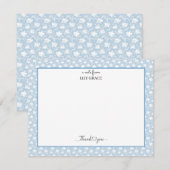 Carte De Correspondance Hydrangea Chintz Bleu et Blanc Merci à Plat (Devant / Derrière)
