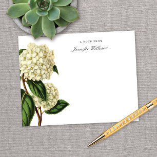 Carte De Correspondance Hydrangea Floral Blanc Vintage Élégant avec Nom