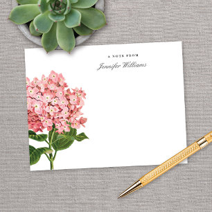 Carte De Correspondance Hydrangea Floral Rose Élégant Vintage avec Nom