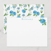 Carte De Correspondance Hydrangea Florale Aquarelle  (Devant / Derrière)