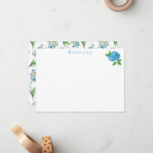 Carte De Correspondance Hydrangea Florale Aquarelle  (Devant/Arrière en situation)