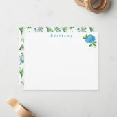 Carte De Correspondance Hydrangea Florale Aquarelle  (Devant/Arrière en situation)
