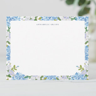 Carte De Correspondance Hydrangea Personnalisé Bleu Élégant Aquarelle