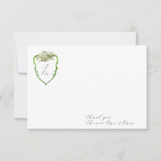 Carte De Correspondance Hydrangea Wedding Monogram Thank You Stationery (Devant)