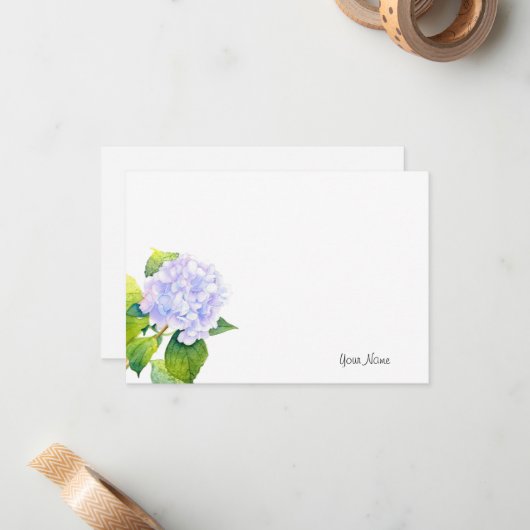 Carte De Correspondance Hydrangée (Devant/Arrière en situation)