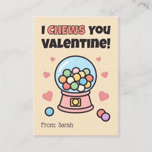 Carte De Correspondance I CHEWS You Gumball Kids Valentine's (Devant)