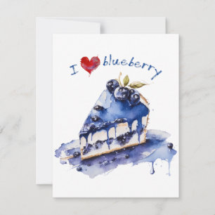 Carte De Correspondance I Love Blueberry TShirt, Blueberry Cake Aquarelle