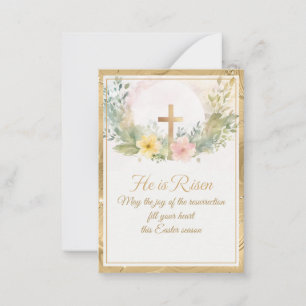 Carte De Correspondance Il Est Ressuscité Pâques Aquarelle Fleurs, Religie