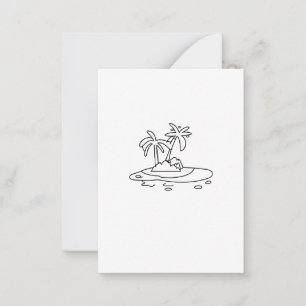 Carte De Correspondance Île paradisiaque cadeau, dessin au trait