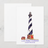 Carte De Correspondance Illustration aquarelle Phare de Cape Hatteras (Devant / Derrière)