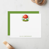 Carte De Correspondance Illustration Champignon Heureux Casquette Rouge No (Devant/Arrière en situation)