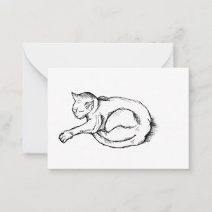 Carte De Correspondance Illustration de chat endormi dessin à la plume Art