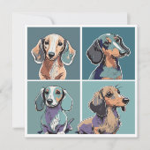 Carte De Correspondance Illustration de Four Dachshunds (Devant)