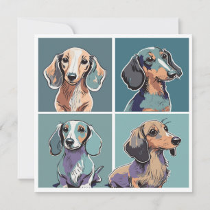 Carte De Correspondance Illustration de Four Dachshunds