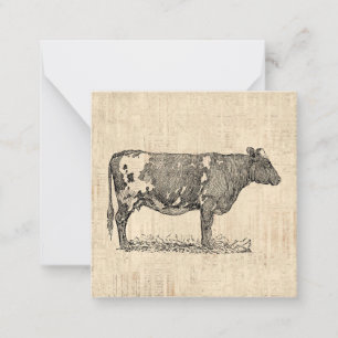 Carte De Correspondance Illustration de l'art de la vache vintage avec Arr