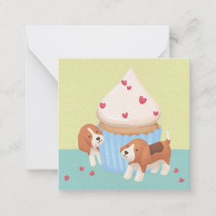 Carte De Correspondance Illustration de mignons Beagle et cupcake