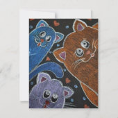 Carte De Correspondance Illustration de trois chats (Devant)