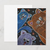 Carte De Correspondance Illustration de trois chats (Devant / Derrière)