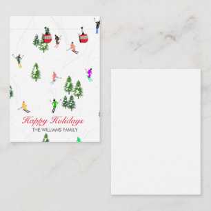 Carte De Correspondance Illustration de vacances de ski personnalisées en