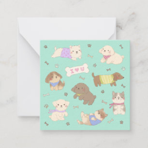 Carte De Correspondance Illustration Je t'aime chiots