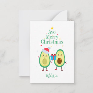 Carte De Correspondance Illustration personnalisée de Joyeux Noël Avocado