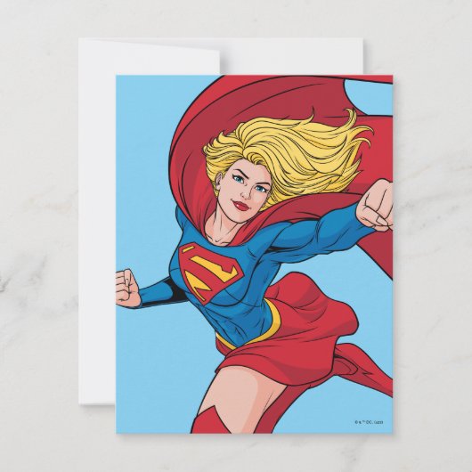 Carte De Correspondance Illustration Supergirl volant vers le haut (Devant)