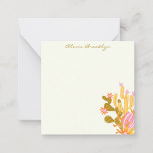 Carte De Correspondance Illustration Whimsical Rose Orange Cactus personna