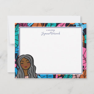 Carte De Correspondance Illustré Dame noire avec cheveux gris