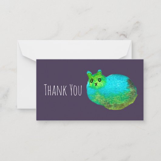 Carte De Correspondance Image d'art de chat bleu gras mou (Devant)