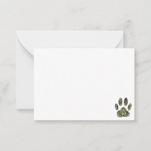 Carte De Correspondance Impression de patte de chien camouflage en détress