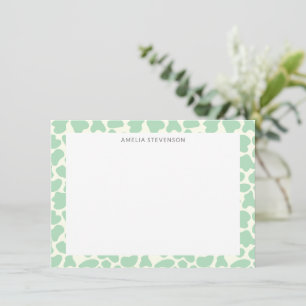 Carte De Correspondance Imprimé Animal Mignon Vache Personnalisé Vert