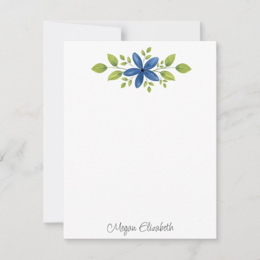 Carte De Correspondance Indigo Aquarelle Florale Swag 2 (Devant)
