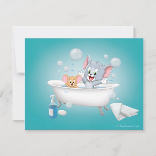 Carte De Correspondance Infant Tom and Jerry Taking a Bath (Devant)