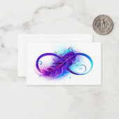 Carte De Correspondance Infini avec plume violette (Devant/Arrière en situation)