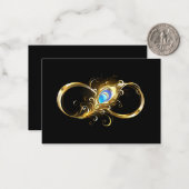 Carte De Correspondance Infinité avec plume de paon doré (Devant/Arrière en situation)